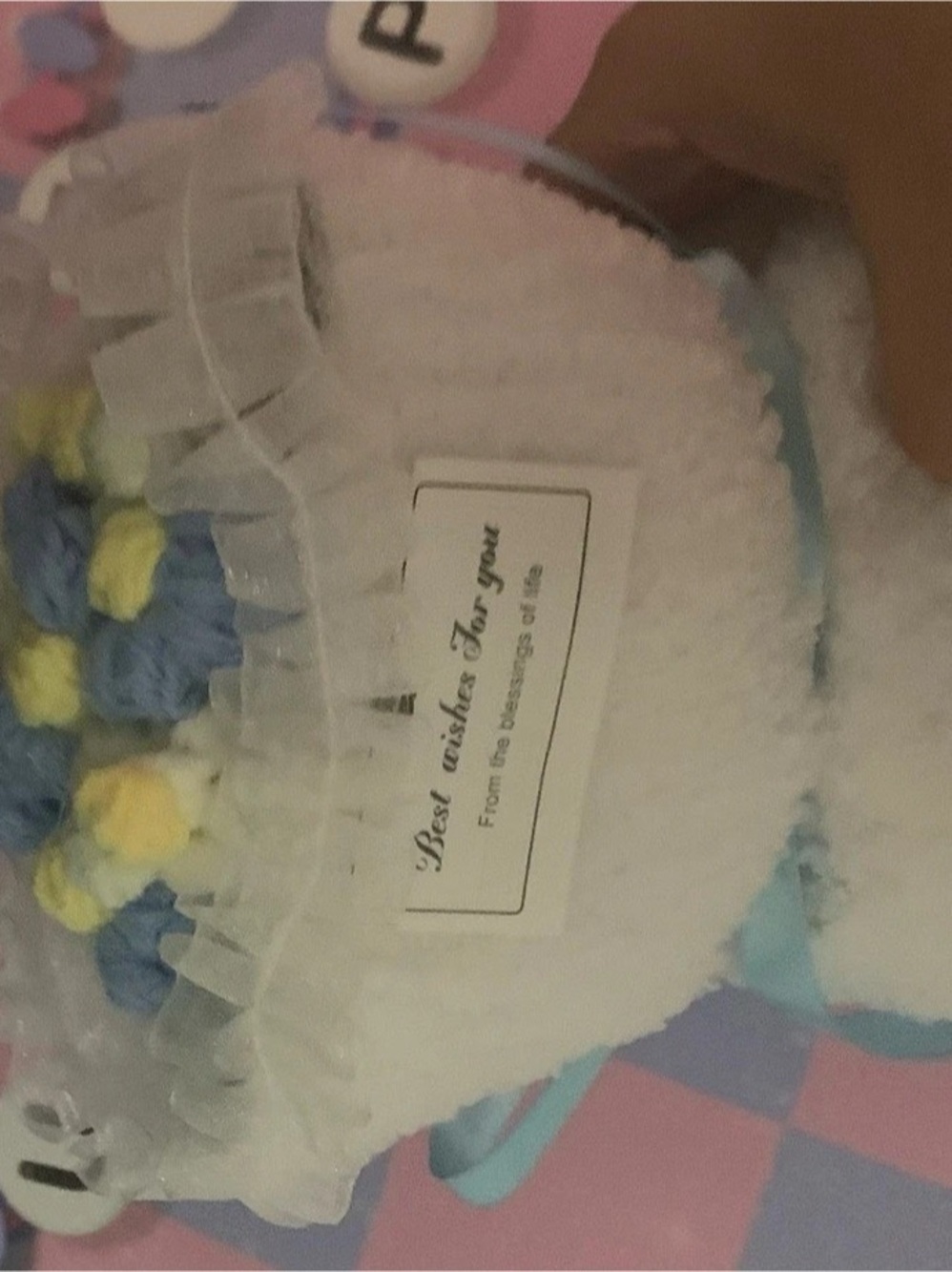 Baby White & Blue Embellished Hat Like New
